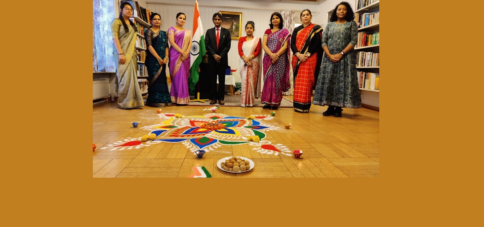 Makar Sankranti was celebrated in the Embassy of India in Oslo.  Dr. B. Bala Bhaskar, Ambassador of India to Norway is seen here with members of the Embassy.