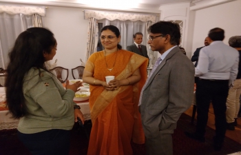 Madam Ambassador and H.E. Dr. B. Bala Bhaskar, Ambassador of India with a member of the Indian diaspora organization during a meeting at India House in Oslo.