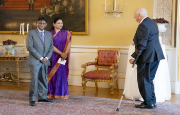 H.E. Dr. B. Bala Bhaskar, Ambassador and Madam Ambassador at the Lunch hosted by the Royal Palace, Oslo.