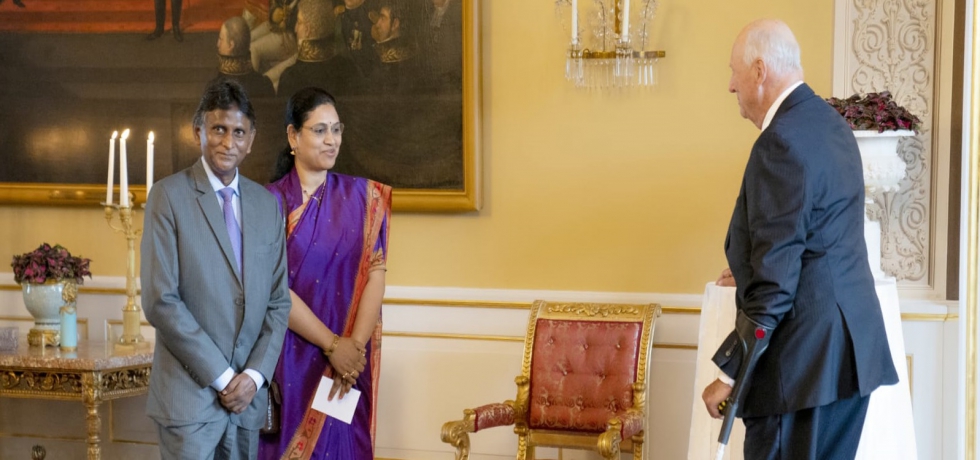 H.E. Dr. B. Bala Bhaskar, Ambassador and Madam Ambassador at the Lunch hosted by the Royal Palace, Oslo