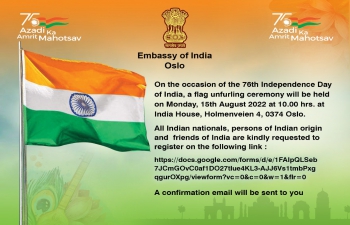 Celebration of 76th Independence Day by Embassy of India in Oslo.