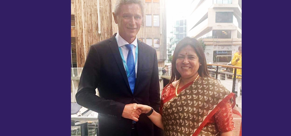 H.E. Mrs. Meenakashi Lekhi, Hon'ble Minister of State for External Affairs and Culture arrived in Oslo on 16 August, 2022 on a three-day visit to Norway  met H.E. Mr. Tore Hattrem, Secretary General, Ministry of Foreign Affairs of Norway for a luncheon meeting on 16 August, 2022.