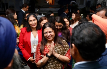 Smt. Meenakashi Lekhi, Hon'ble Minister of State for External Affairs and Culture met members of the Indian diaspora in Norway at the Reception hosted by H.E. Dr. B. Bala Bhaskar, Ambassador of India to Norway at India House on 16 August, 2022