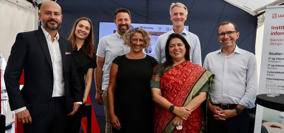 H.E. Smt. Meenakashi Lekhi, Hon'ble Minister of State for External Affairs & Climate with H.E. Mr. Espen Barth Eide, Norwegian Minister of Climate & Environment in Arendal and other officials in Arendal on 17 August, 2022.